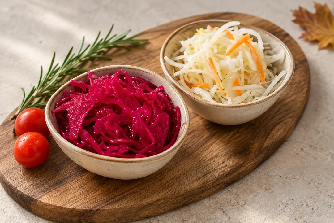 Servieridee mit Rotkohlsalat und Frischer Krautsalat
