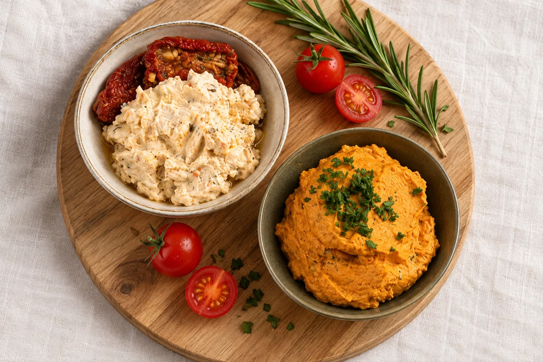 Servieridee mit Tomatenfrischkäse und Hot Käsezubereitung