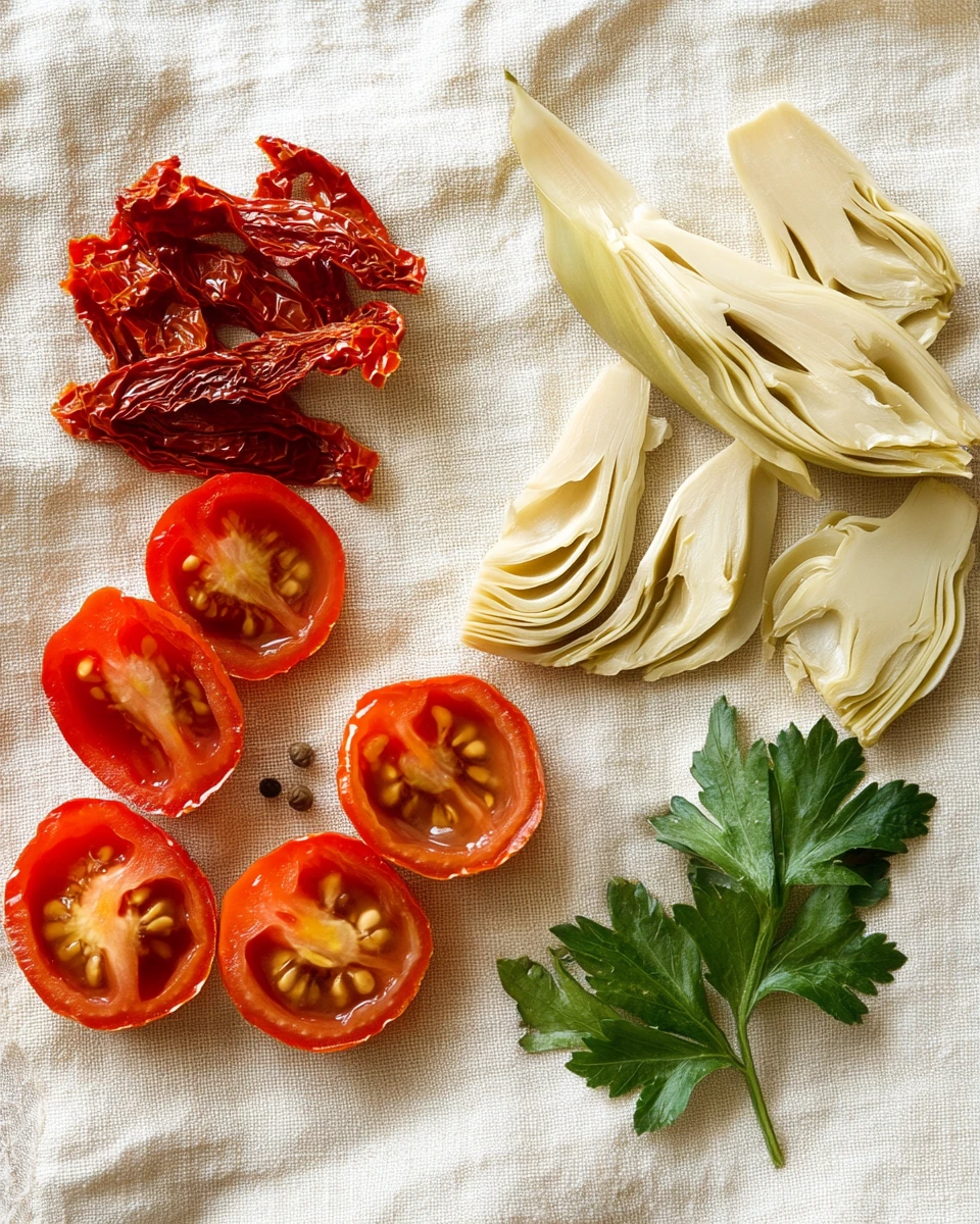 Antipasti mit Artischocken und getrockneten Tomaten