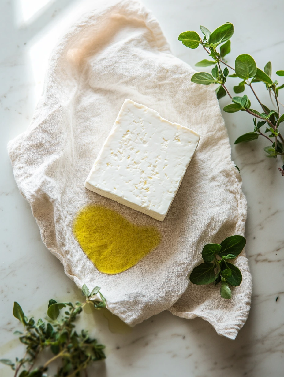 eingelegter Feta-Käse mit Olivenöl